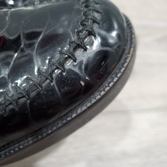 Donald J Pliner Nia2 Black Patent Leather Crocodile Print Wedge Loafer Shoe 8.5M - Picture 9 of 13